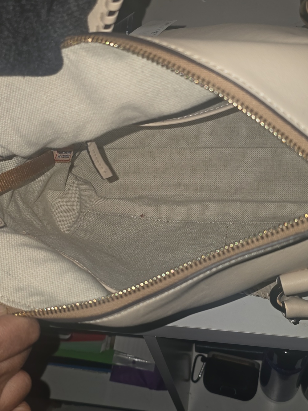 Dooney & Bourke Cream Leather Satchel with Tassel - Picture 8 of 16